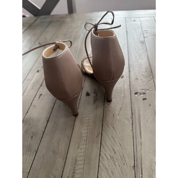 Dee Keller Leather Wedge Heel Tie Ankle Strap Sandals Open Toe Brown Size 38 8 - Picture 4 of 6